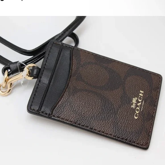 🆕 Coach Signature PVC Lanyard ID Badge Card Holder (Brown/Black) - Picture 8 of 8